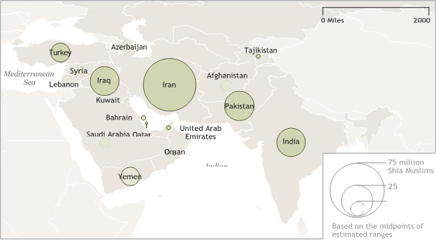 Some statistical information about the Shia population in the world can be find on the map.